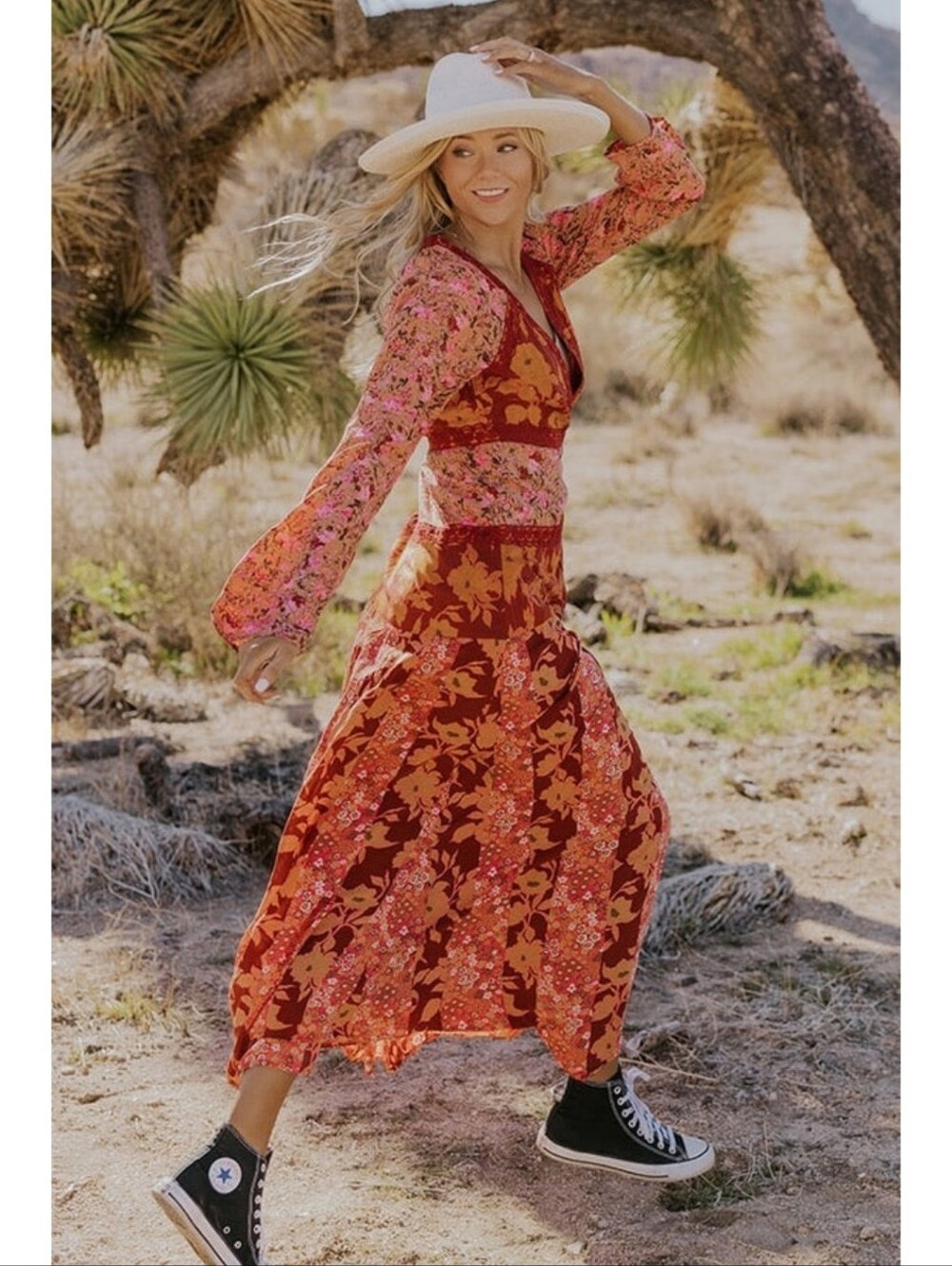 Free People Tilda Wrap Dress in Femme Combo/Peach • Small